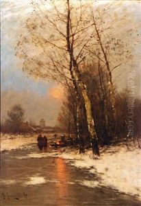 Dutch Winter Landscape by Johann II Jungblut