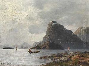 Fjordparti Med Robad Og Sejlskibe by Johann II Jungblut