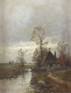 Abendliche Landschaft Mit Bauernhaus by Johann II Jungblut