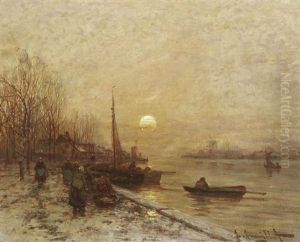 Winterabend Am Flus by Johann II Jungblut