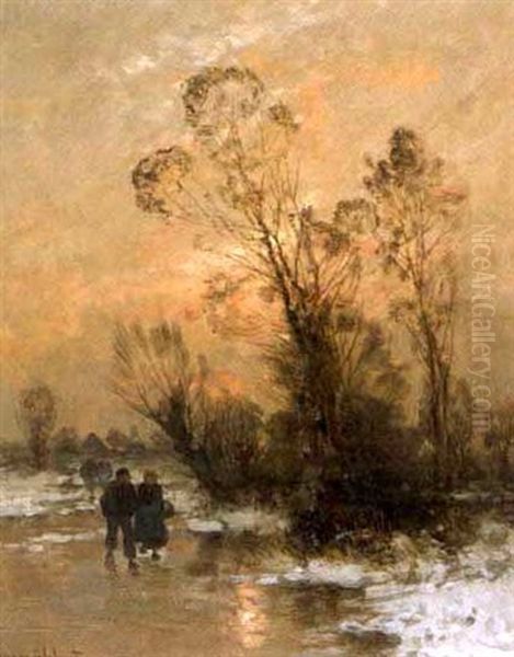Paysage D'hiver Avec Patineurs - view 1