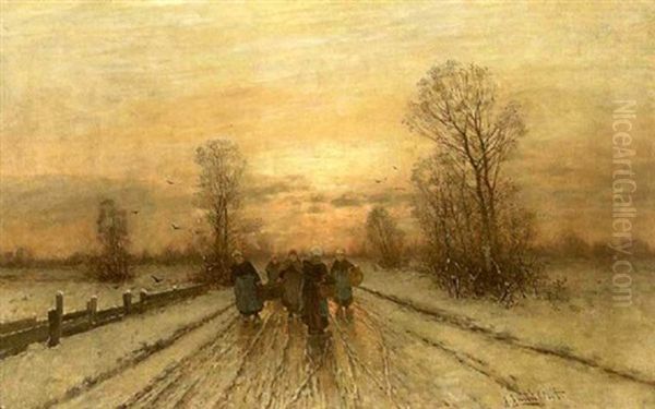 Abendlicher Heimweg In Winterlandschaft - view 1
