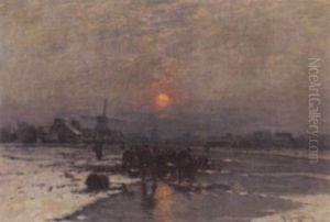 Abendstimmung Uber Eisfischern Am Dorfrand Abendstimmung Uber Eisfischern Am Dorfrand