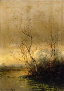 Auslandschaft Mit Birken