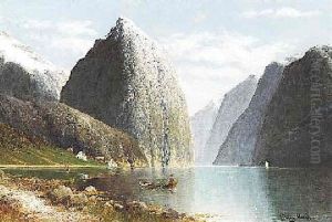 Der Naero-fjord Im Sommer by Johann II Jungblut