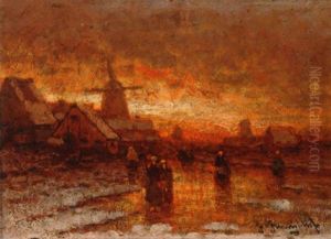 Hollandische Winterlandschaft by Johann II Jungblut