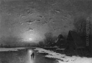 Abendliche Winterlandschaft by Johann II Jungblut