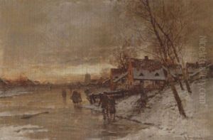 Hollandische Winterlandschaft by Johann II Jungblut