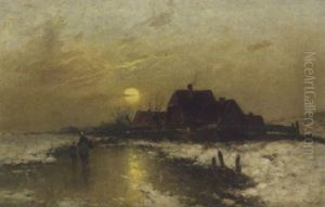 Gehoft Im Winter by Johann II Jungblut