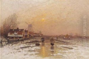 Ice Fishers By A Village At Dusk Ice Fishers By A Village At Dusk