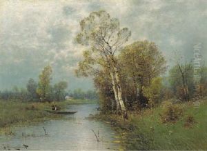Birches In Autumn by Johann II Jungblut