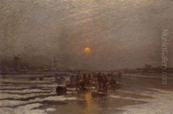 Ice Fishing At Dusk - view 1