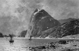 Fjord Mit Fischerbooten by Johann II Jungblut