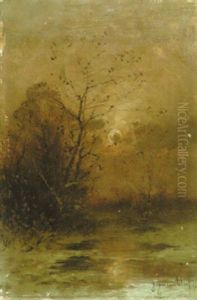Herbstlandschaft Bei Sonnenuntergang by Johann II Jungblut
