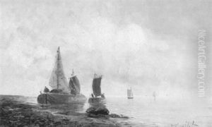Anlandende Fischerboote Am Hollandischen Strand by Johann II Jungblut
