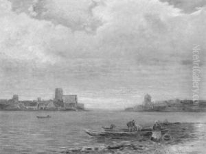 Fischer Am Strande Einer Hollandischen Hafenstadt by Johann II Jungblut