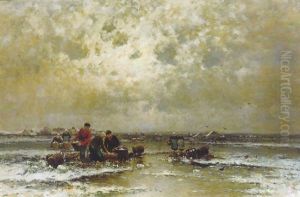 Winterlandschap Met Vissers Op Het Ijs by Johann II Jungblut