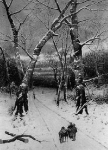 Holzsammler Im Winterwald