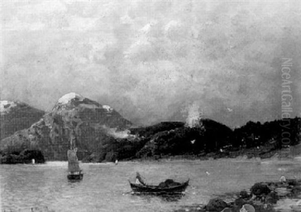Norwegische Fjordlandschaft Mit Fischerbooten - view 1