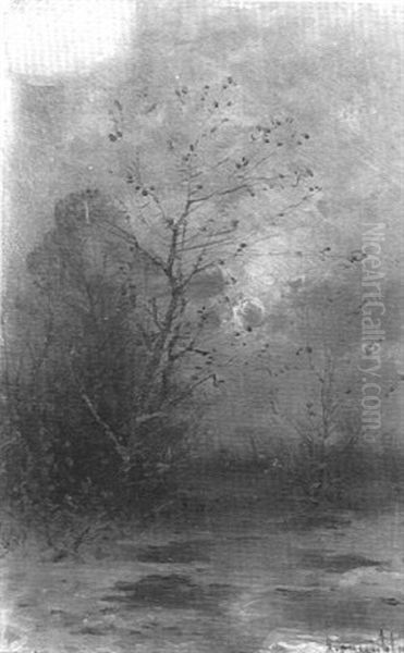 Moonlit Landscape In The Snow - view 1