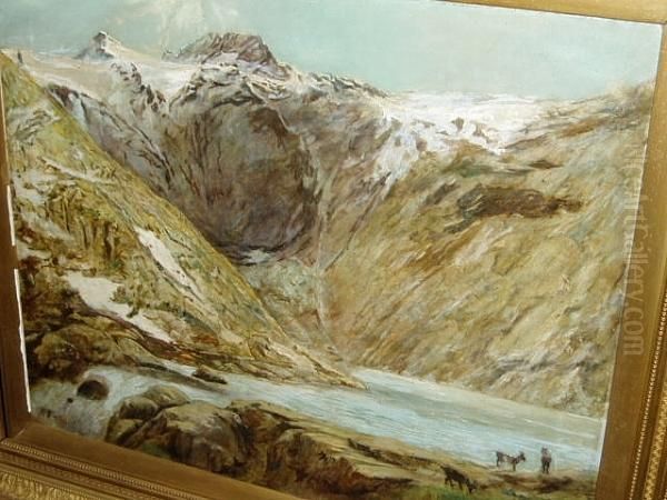 Goats In A Mountainous Lake Landscape - view 1