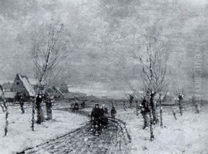 Bauern Auf Dem Weg Durch Eis Und Schnee by Johann II Jungblut