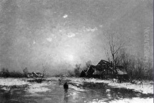 Abendliche Winterlandschaft by Johann II Jungblut