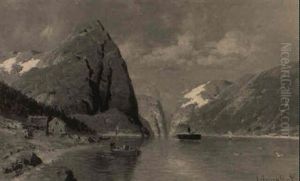 On A Fjord by Johann II Jungblut