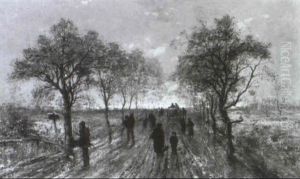 Winterliche Allee by Johann II Jungblut
