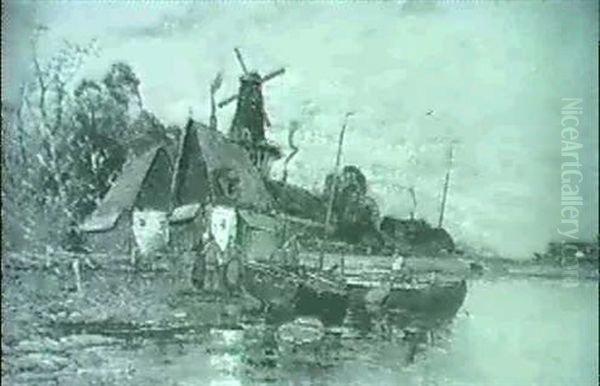 Ejselmeeerlandschaft Mit Fischerkaten Und Windmuhle, ... - view 1