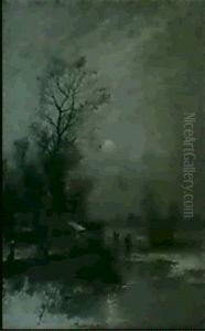 Winterabend Am Niederrhein by Johann II Jungblut