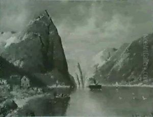 On A Fjord by Johann II Jungblut