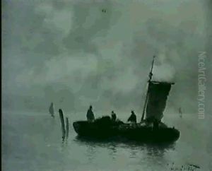 Fischerboote Auf See by Johann II Jungblut