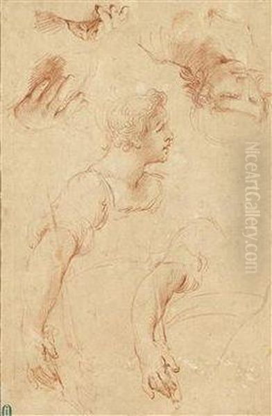 Studienblattmit Zwei Mannlichen Figuren Und Handen - view 1