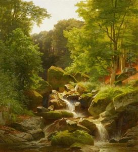 Flusslauf Im Wald by Carl Jungheim