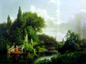 Elegant Figures Boating On A Lake Elegant Figures Boating On A Lake
