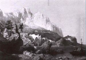 Capri. Vorn Fischer Bei Ihren Booten Am Strand Der Bucht Capri. Vorn Fischer Bei Ihren Booten Am Strand Der Bucht