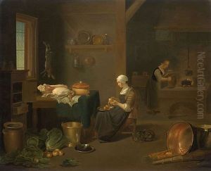Kuchenmagd Beim Gemuseputzen (+ Kuchenmagd Beim Apfelschalen; Pair)
