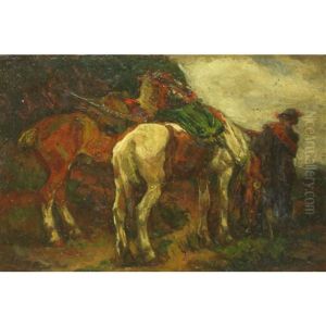 Horseman On A Mountain Pass by Johannes Hendricus Jurres