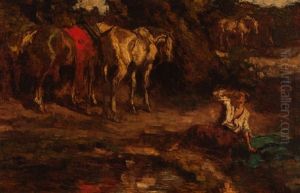 Resting By The Watering Hole by Johannes Hendricus Jurres