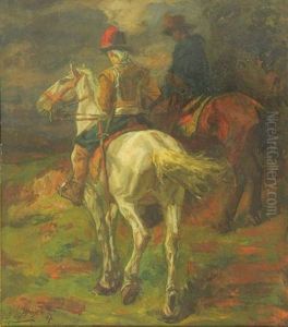 Two Horsemen by Johannes Hendricus Jurres
