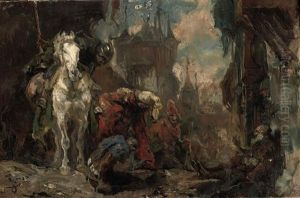 A Street Gathering by Johannes Hendricus Jurres