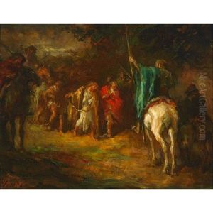 Horsemen Leading Captives Through A Forest by Johannes Hendricus Jurres