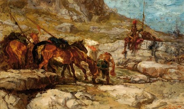 Soldiers By A Mountain Stream - view 1