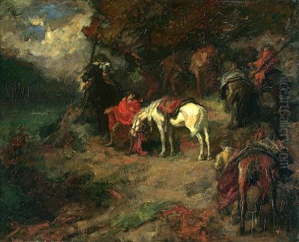 Horsemen On A Track In The Mountains - view 1