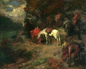 Horsemen On A Track In The Mountains by Johannes Hendricus Jurres