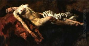 Liegender Madchenakt by Johannes Hendricus Jurres