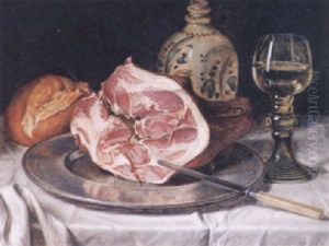 Stilleben Mit Grosem Prager Schinken Zinnteller Stilleben Mit Grosem Prager Schinken Zinnteller
