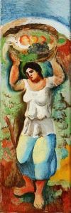 A Girl With A Basket Of Fruit by Alfred Justitz
