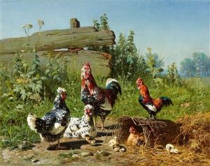 Summer Landscape With Poultry by Carl Jutz the Elder
